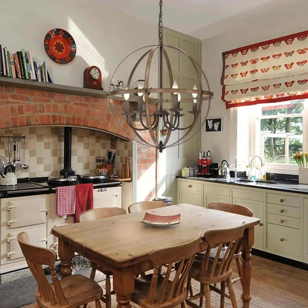 Деревенская металлическая люстра с деревянной текстурой промышленный античный