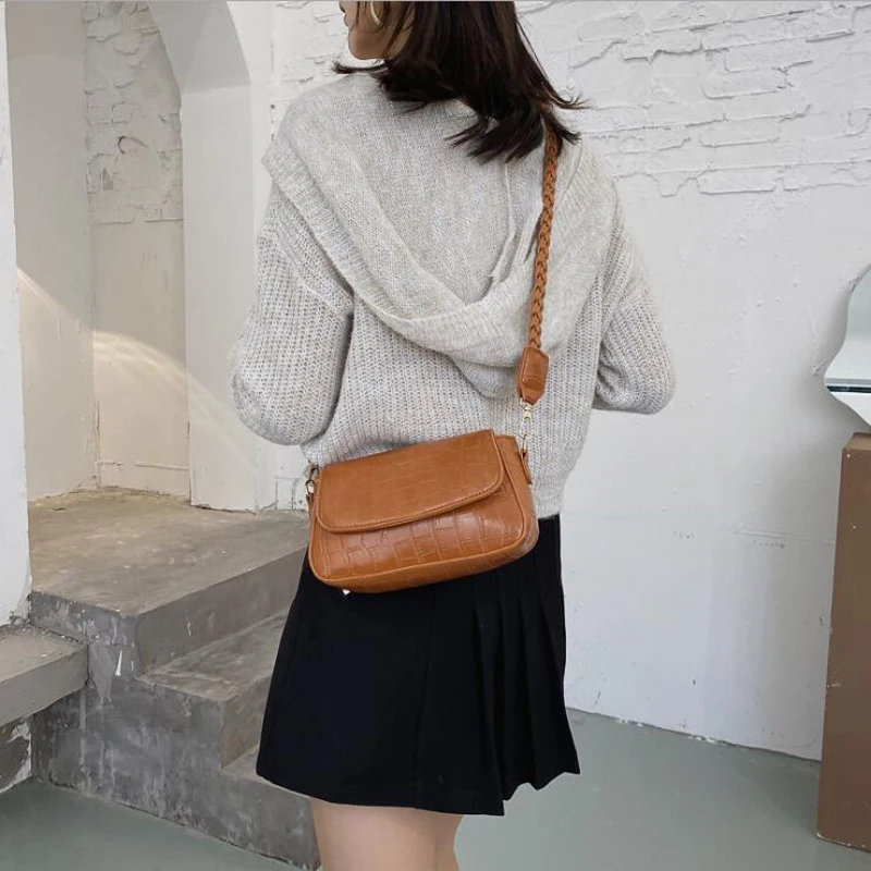 

Popular Braided Strap Shoulder Bag Animal Prints PU Leather Crossbody Bags for Women Small Designer Lady Handbags and Purses