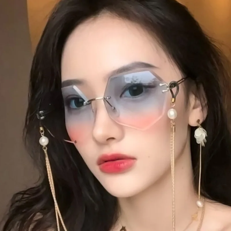 

Fashion Lady Sun glasses 2020 Rimless Sunglasses Women Brand Designer Alloy Frame Classic Eyewear Shades OculoS De Sol