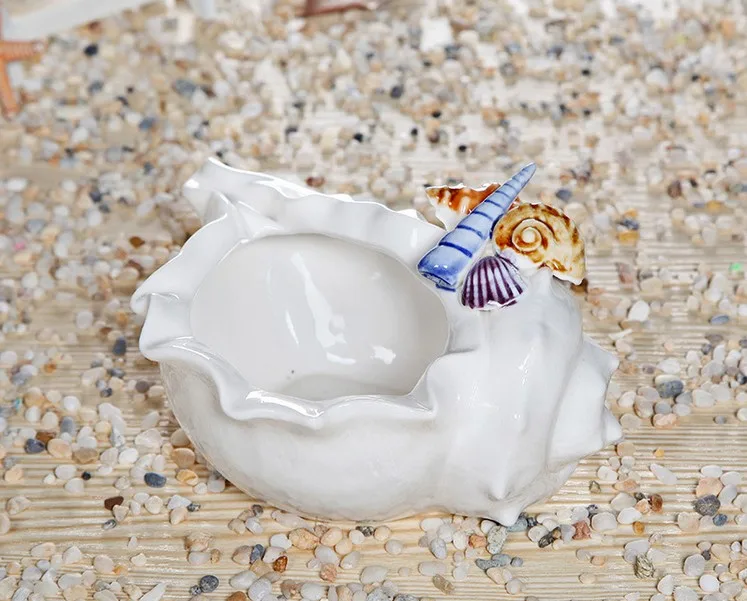 

Mediterranean decoration home ornament ceramic shell Ocean style decoration ornament conch soft decoration creativedesign