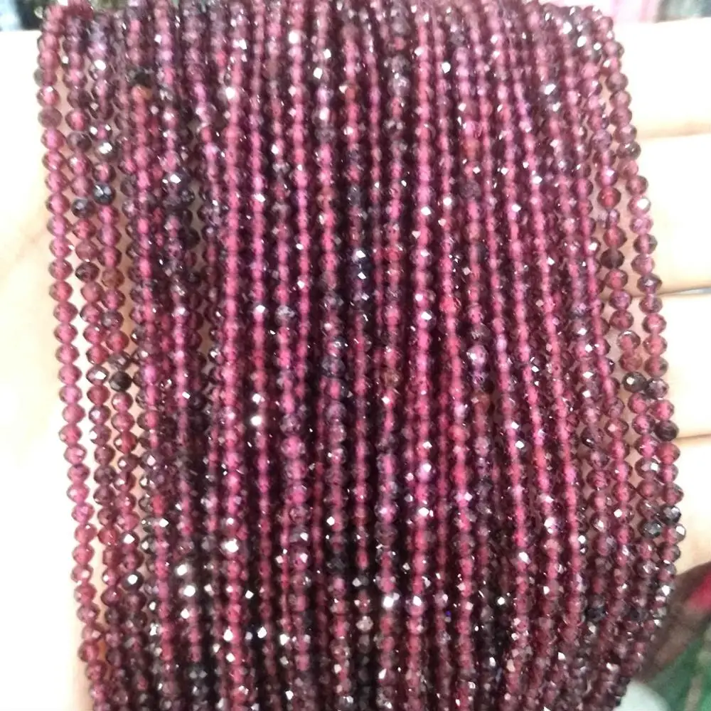 Garnet Граненые 2 мм бусины из натурального камня розовый кристалл кварца лазурит Агаты драгоценные камни бусины для самостоятельного изготовления ювелирных изделий браслет ожерелье - Цвет: Garnet