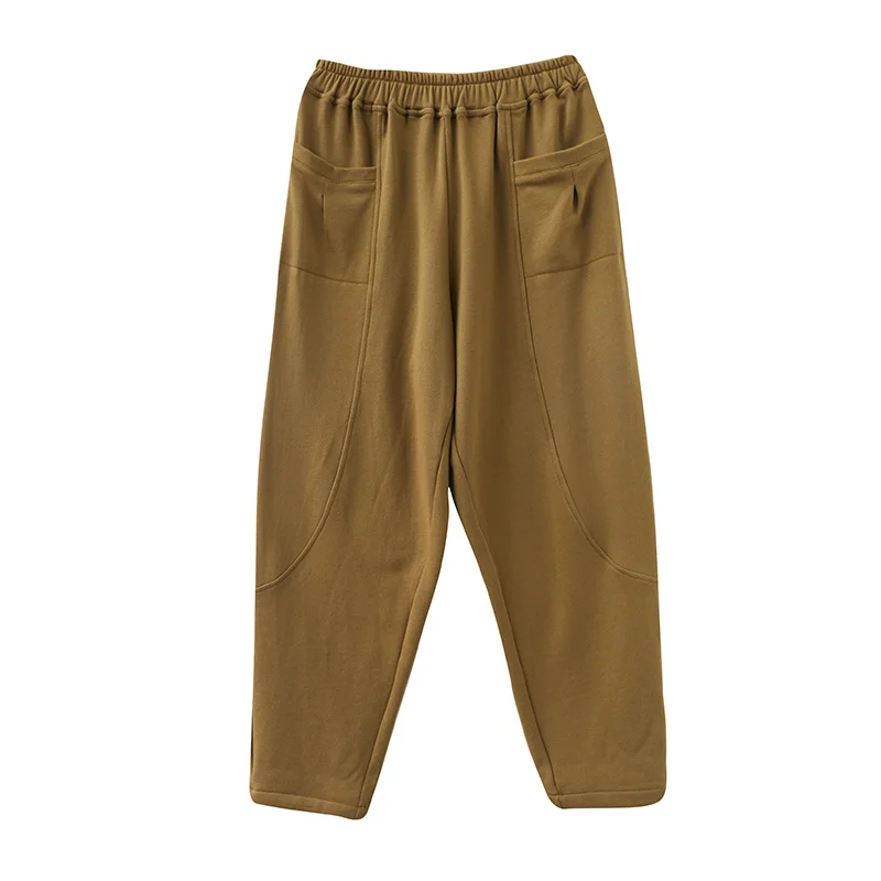 Художественные хлопковые спортивные шаровары в стиле ретро женские свободные