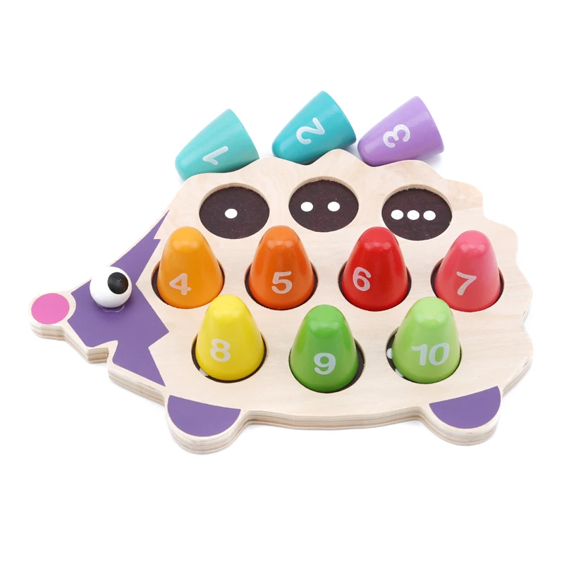 

Children Wooden Toys Montessori Educational Math Toy Cartoon Colorful Hedgehog Matching Numerals Infant Baby Gift