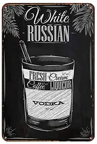 

Wall Plaque White Russian Vintage Metal Signs Tin Plaques Wall Poster for Garage Man Cave Beer Cafee Bar Pub Club Home Decor