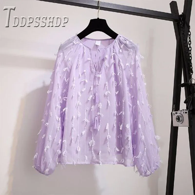 Женский комплект из блузки и юбки фиолетового цвета новинка весны 2019| |