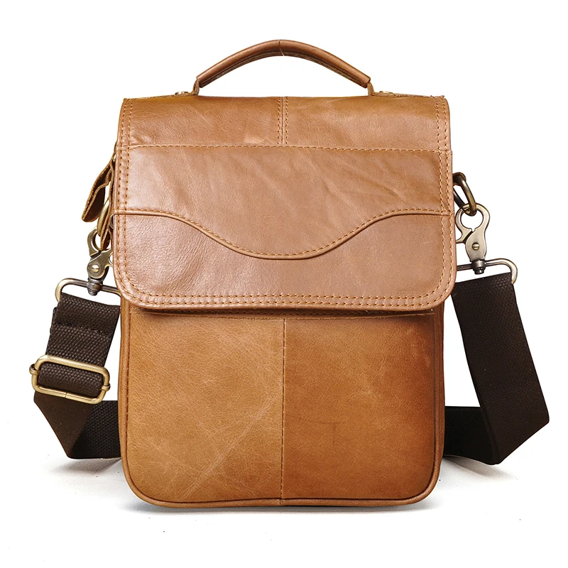 

Thick Original Leather Male Travel Shoulder Messenger bag Cowhide Vintage Cross-body Bag 8" Pad Tote Mochila Satchel bag 144