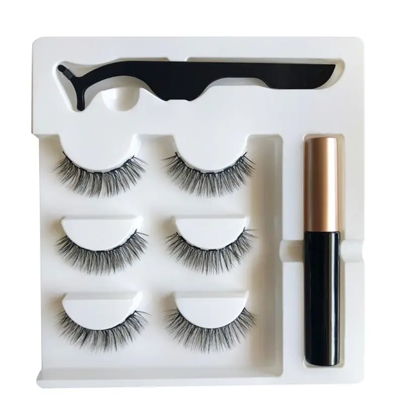 3 пары магнитных ресниц с магнитной подводкой для глаз и пинцетом набор мягких RXJC