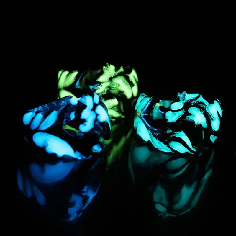 Креативный готический панк ретро тисненый Дракон узор светящееся кольцо крутое