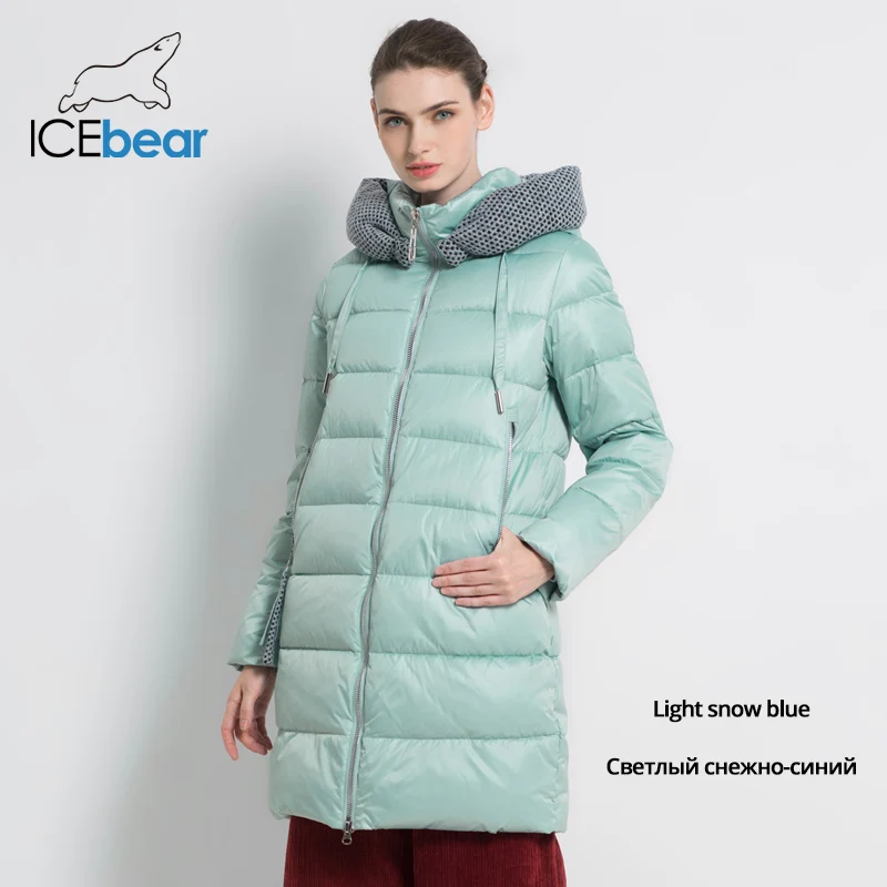 G822 ICEbear Новинка женская зимняя куртка пальтоТонкая зимняя стеганая куртка Длинная Стильная парка с капюшоном; утепленная верхняя одежда GWD19600I - Цвет: G822