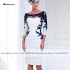Lakshmigown великолепные платья для матери невесты с рукавами 2021 размера плюс Robe Атласное Вечернее платье кружевные аппликации