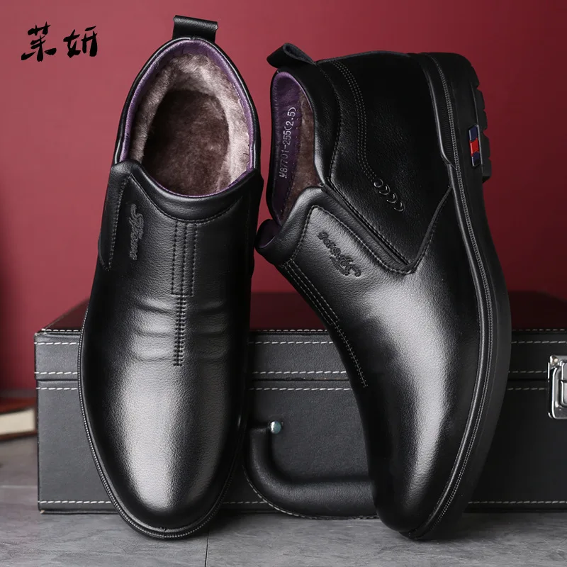 

2019 New Winter Men Thickened Warm Boots Sewing Anti-skid Men Loafer Shoes Wear-resistant Soft Sole Ankle Boots