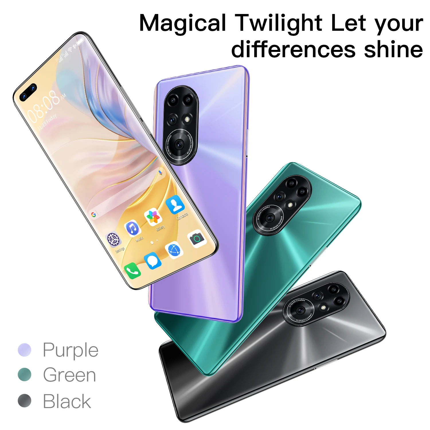 Novo-tel&eacute;fono inteligente 8 Pro, dispositivo con desbloqueo Global, Pantalla Completa HD de 7,3 pulgadas, 16GB, 512GB, Android 11, c&aacute;mara de 32 + 64MP, Bater&iacute;a grande de 6800mAh-1
