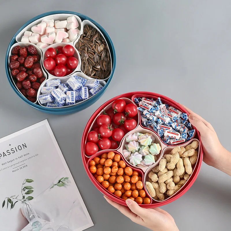 

Snack Container Tray Divided Candy Nut Dish with Lid Snack Box Candy Tray Food Storage Box Candy Plates Dried Fruit Organizer