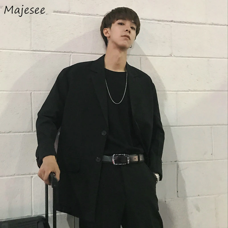 Блейзер мужской однотонный шикарный однобортный пиджак в Корейском стиле