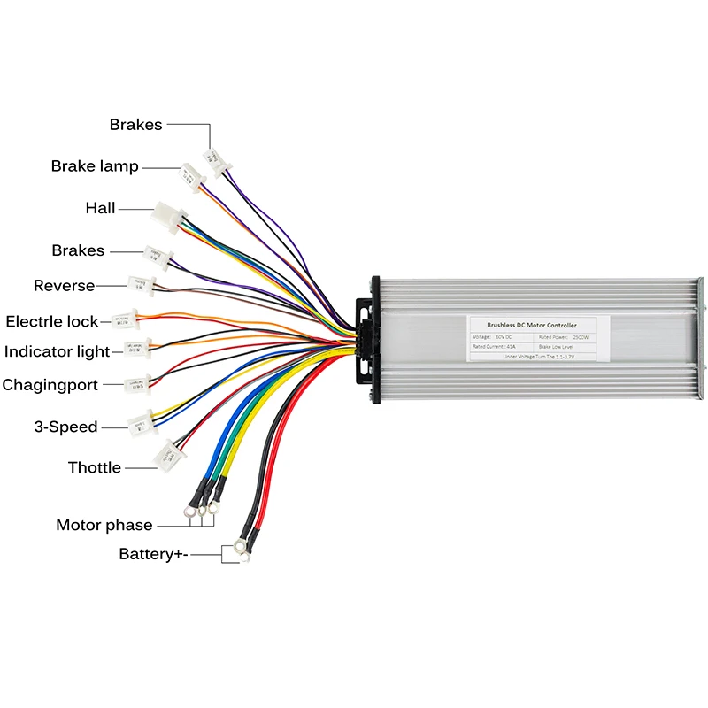 Бесщеточный контроллер двигателя для электрического велосипеда 2000 Вт 60 В 2500 а 18