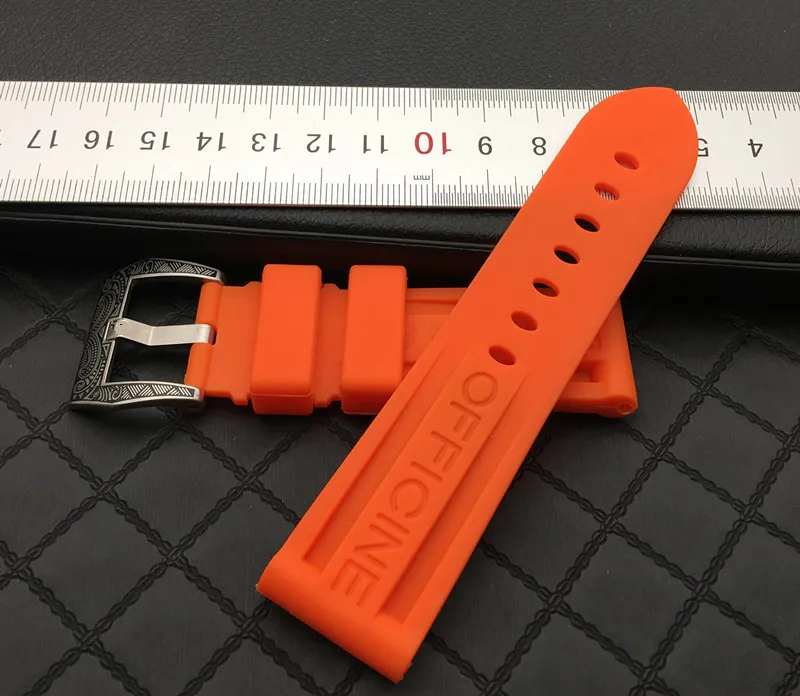 Ремешок силиконовый для наручных часов резиновый браслет Panerai игла ремня 22 мм 24 26