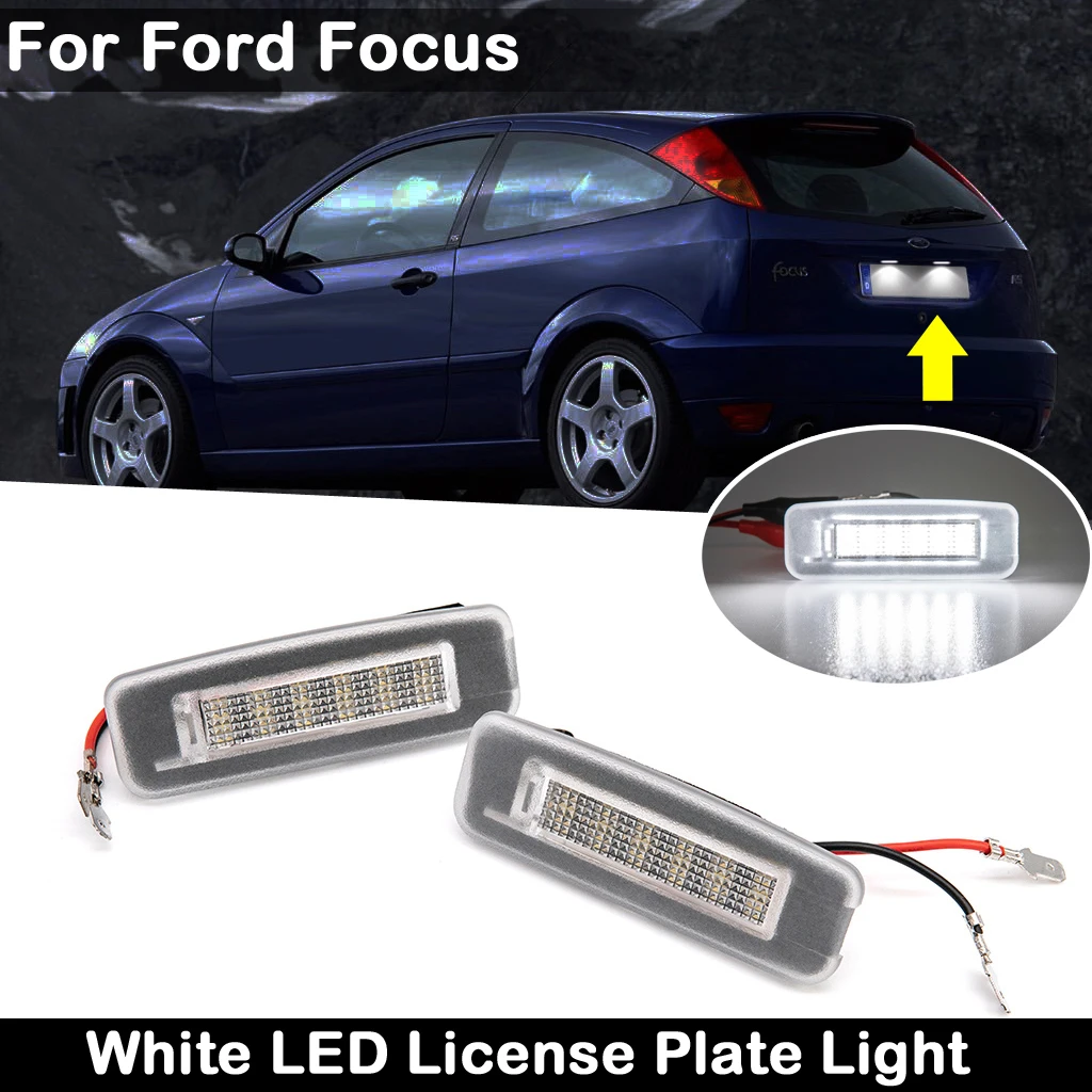 2Pcs For Ford Focus MK1 1998-2005 High Brightness White LED License Plate Light Number Plate Lamp