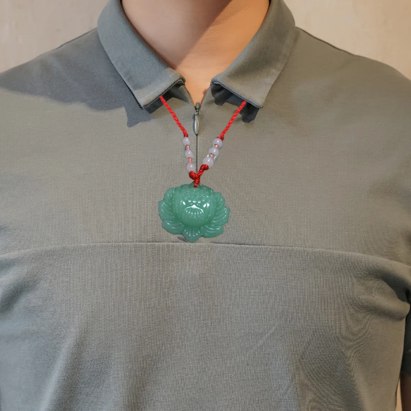 Ожерелье с подвеской в этническом стиле имитацией Нефритового лотоса для мужчин