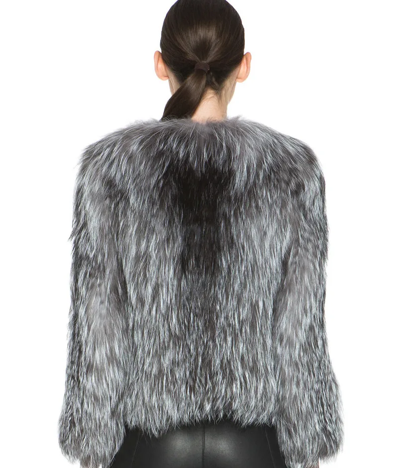 Luxury 100% Real Silver Fox Fur Coat Natural Fur Coat for Women Female Winter Weave Fur Short Jacket Soft Casual Warm Coat New enlarge