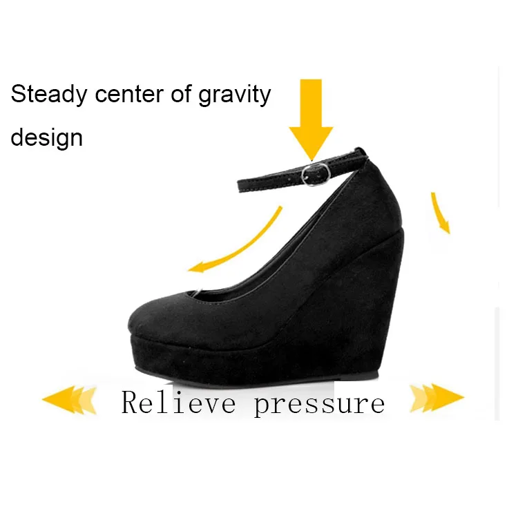 LIHUAMAO Suede Platform Women Wedges Shoes Pumps Round Toe Ankle Strap Ladies High Heel Party Work Dancing | Обувь
