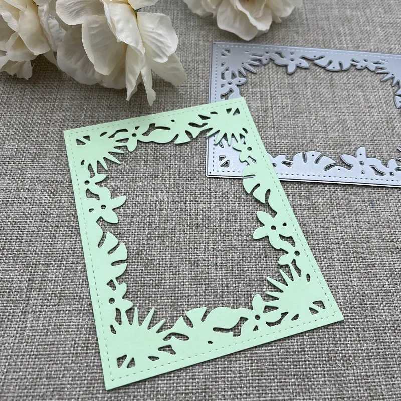 

Прямоугольная рамка с листьями, металлические штампы, трафареты для «сделай сам», скрапбукинг, декоративное тиснение, ручная работа, штамповочный шаблон, форма