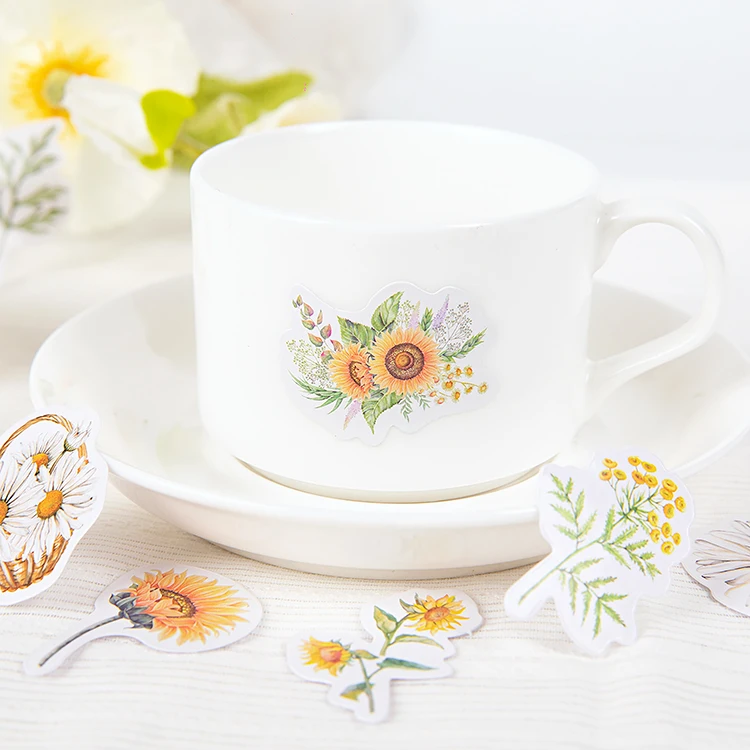 

46Pcs/box Cartoon Sunflower Stickers DIY Scrapbooking Decorative Stationery