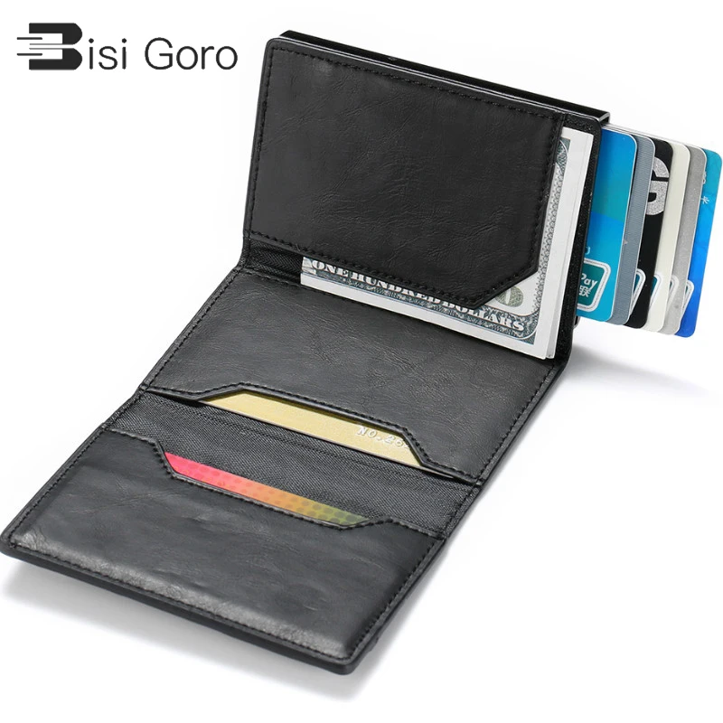 BISI GORO/2021 Новое поступление RFID Монета кошелек Бумажник из углеродного волокна с