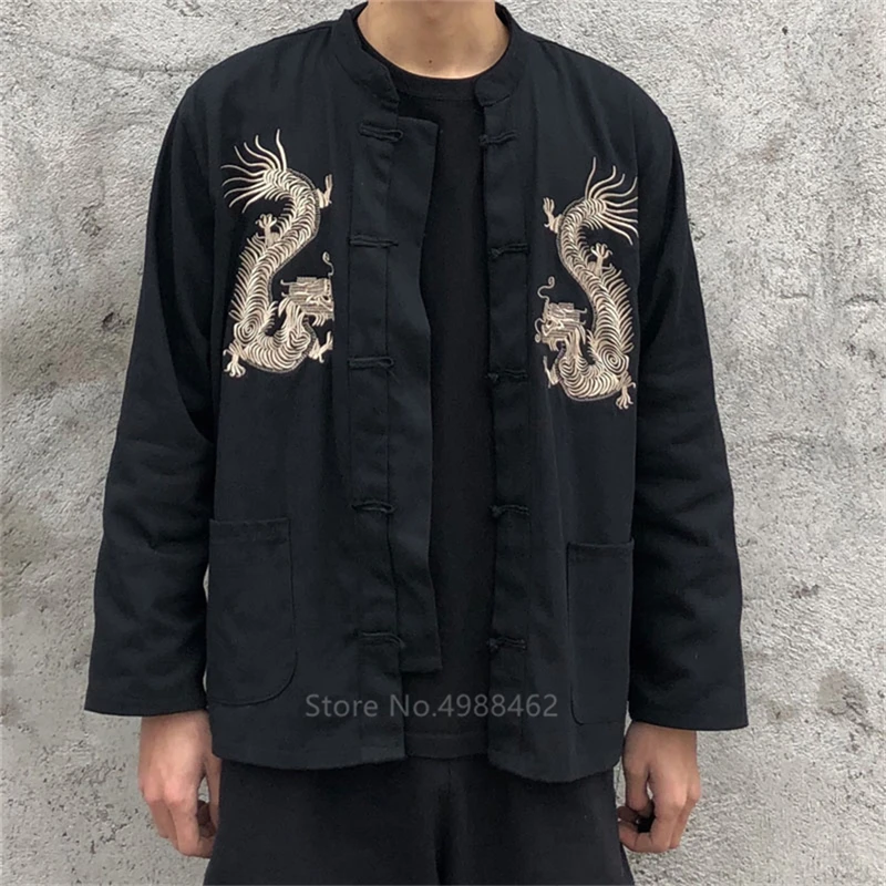 Color 1 Coat Китайский стиль вышивка дракон традиционная китайская одежда для мужчин винтажные рубашки одежда на год Женская куртка ханьфу Вечерние - Цвет: Color 1 Coat