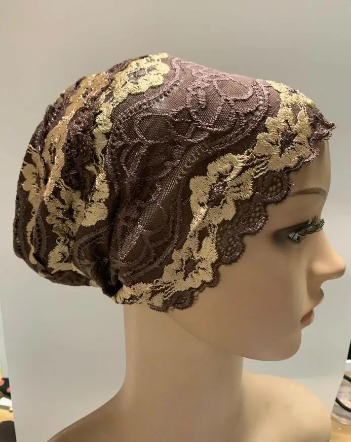 Женская мусульманская внутренняя шапка шарф кружевной тюрбан накидка на голову