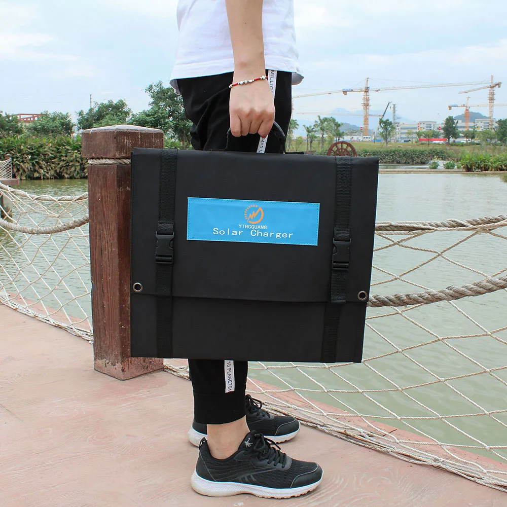 Портативные солнечные панели 60 Вт Батарея DC порт 18 в двойной USB 5 В складная