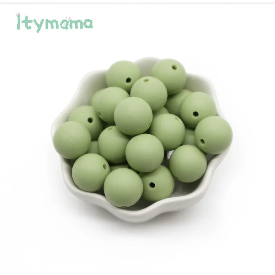 Cuentas redondas de silicona de grado alimenticio, mordedor de dentici&oacute;n masticable para beb&eacute;, 15/12mm, 40 unids/lote-2
