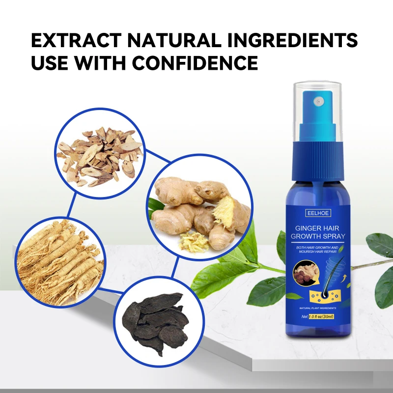 

EELHOE 30ml Ginger Germinal Hair Care Spray Hair Growth Fast Hair Liquid Care Nutrient Solution