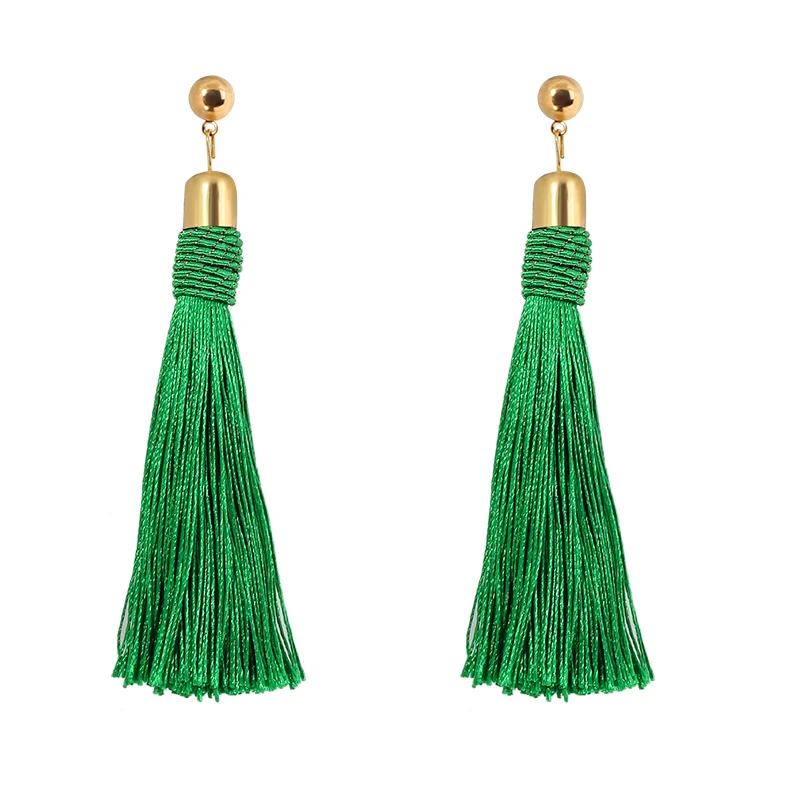 Женские шелковые длинные серьги Qtian ручной работы с кисточками и трендовые