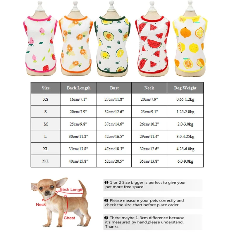

Spring Summer Sleeveless Avocado Printing Pet Dog Vest Cotton Thin Cool Teddy Puppy Clothes Soft Plus Size New Shirts for Dogs