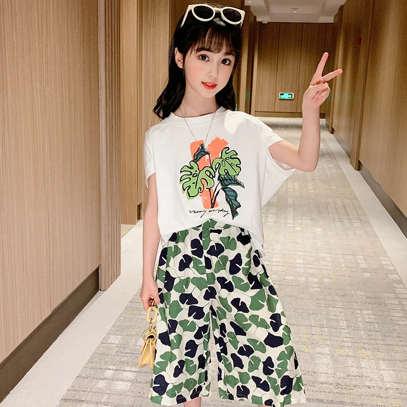 Комплекты одежды для маленьких девочек юбка-пачка с цветочным принтом + футболка