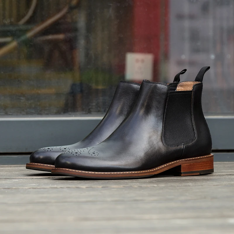 

Fashion Genuine Leather Men's Chelsea Boot Soft Casual Warm Winter Boots Men High Quality Breathable Martins Boots Mens Shoe