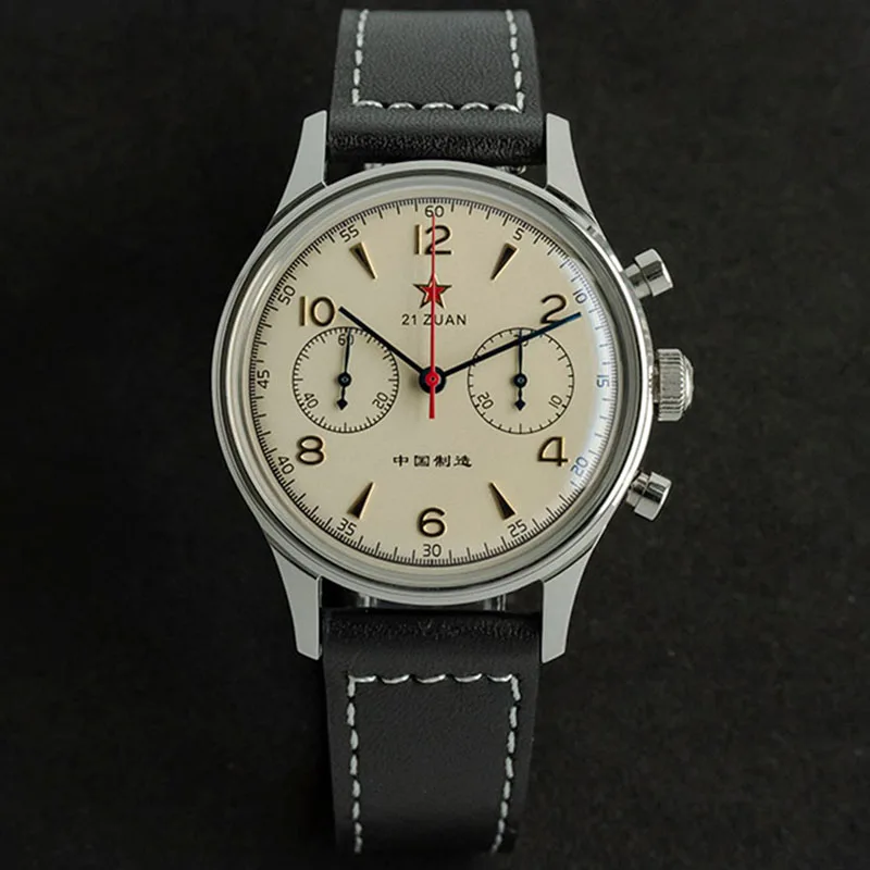 Винтажные военные часы авиаторы в стиле чаек 1963 Красная звезда хронограф 40 мм