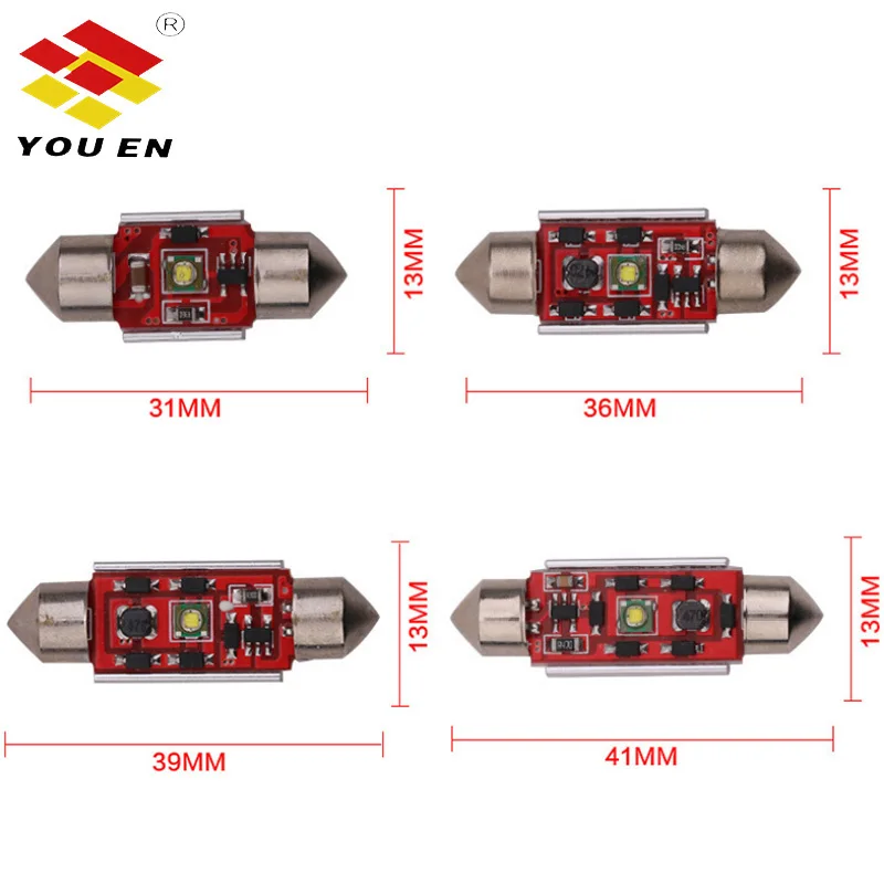 YOUEN Автомобильная гирлянда C5W Cree Chip Bulb 31 мм/36 мм/39 мм/41 мм 5 Вт 12 В