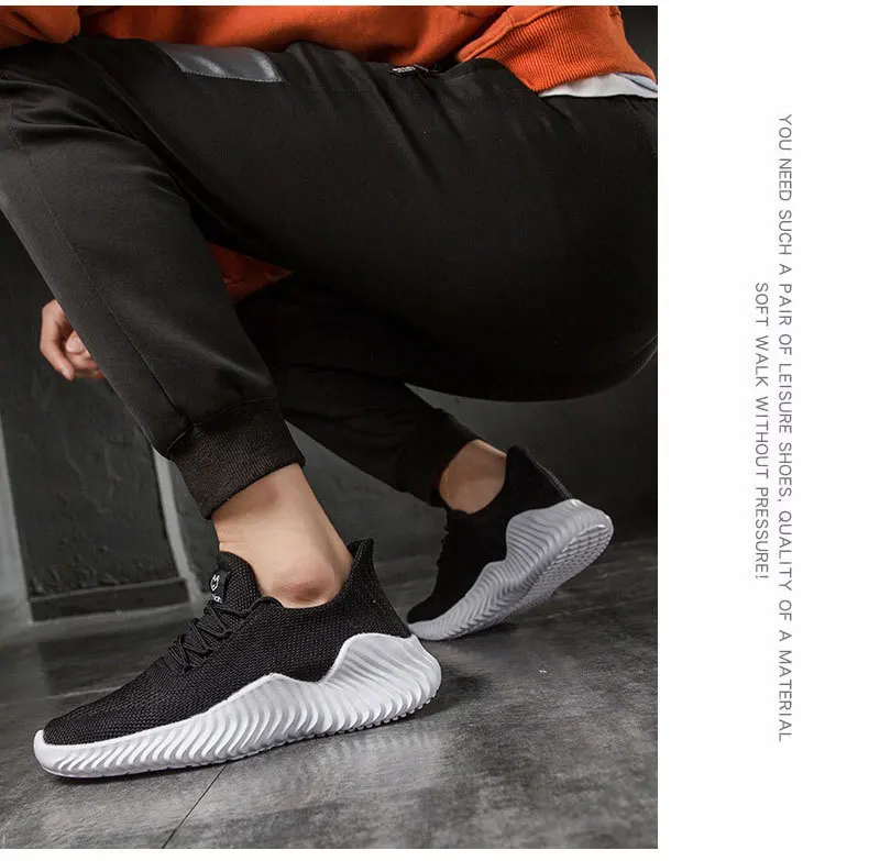 Мужские кроссовки Flyknit Дышащая повседневная мужская обувь Light Large Size Tennis Male Поддержка взрослых Dropshipping 39-47
