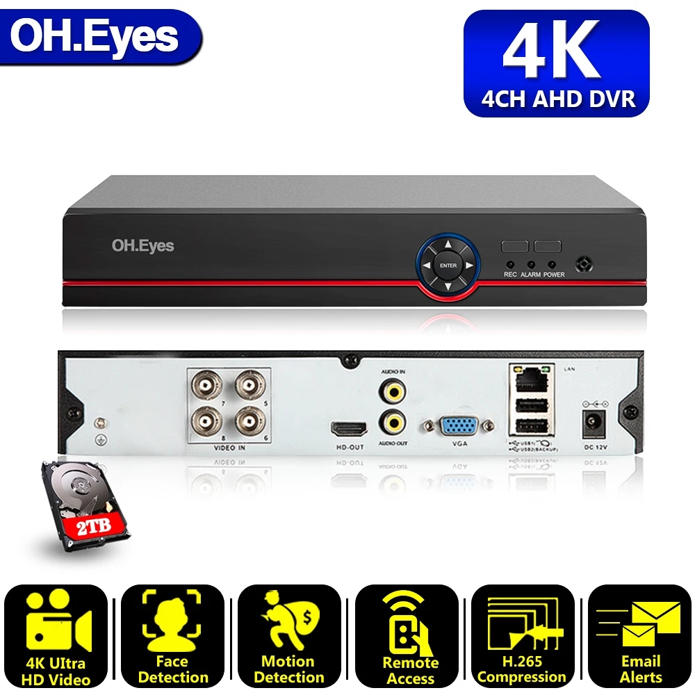 AI Face Detection Face recognition Face Playback 4CH AHD Network Video Recorder H.265+ 8MP Hybrid DVR NVR IP Camera Security kit