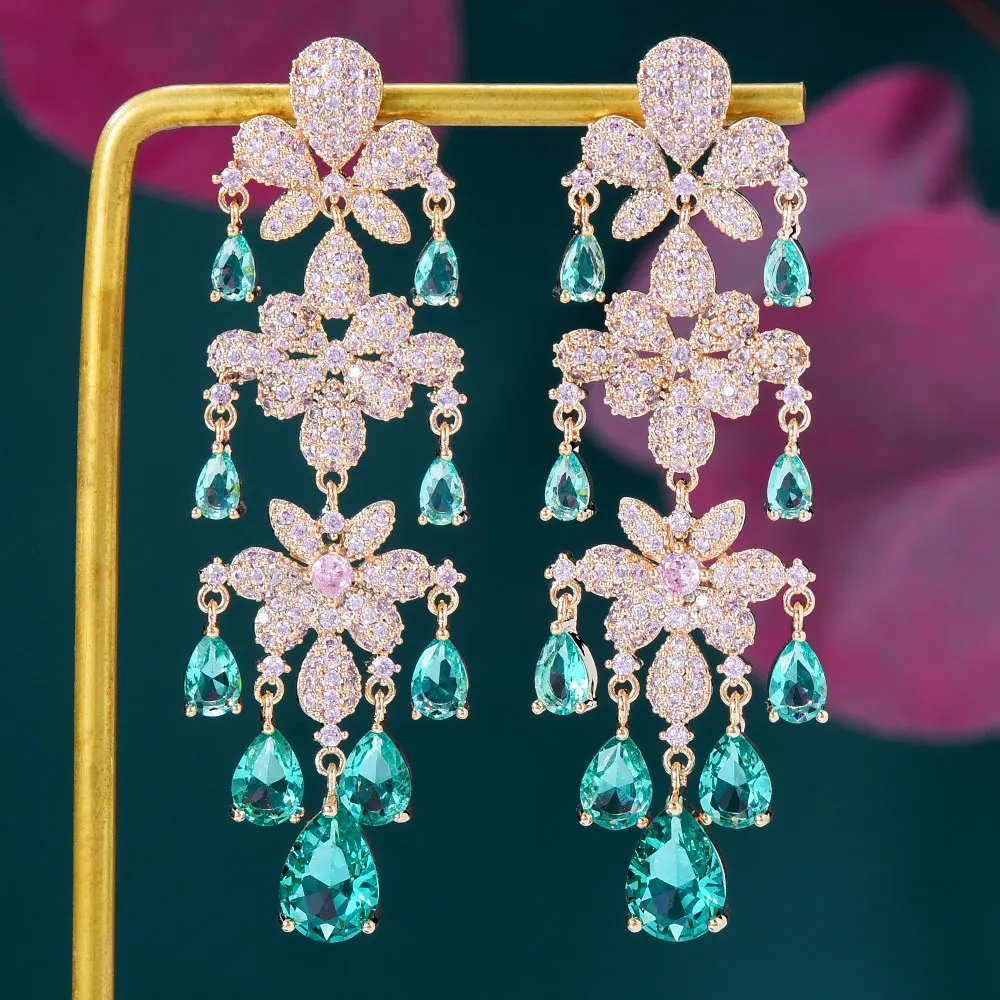 

GODKI New Trendy Flowers Drop Earring For Women Wedding Party Indian Dubai Bridal Jewelry boucle d'oreille femme Gift