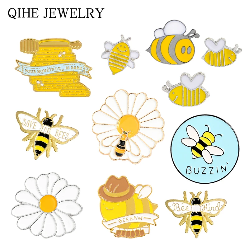

Buzzin Bees Enamel Pin Bee Mom & Kids Save The Bees Brooch Picking Honey Flowers Honeypot Pin Wholesale Insect Animal Jewelry