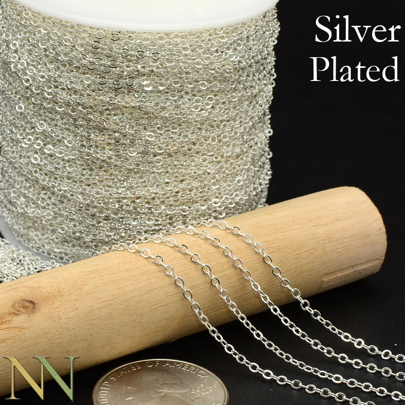 30 футов-изысканные серебряные PlatedChain во дворе объемная цепь катушки 1 5 мм 2