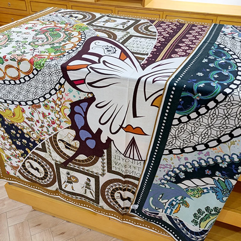 

50% Cashmere 50% Silk Scarf Women Fashion Ethnic Tribal Shawl Stole Hijab Double-sided Butterfly Face Kerchief 135*135cm