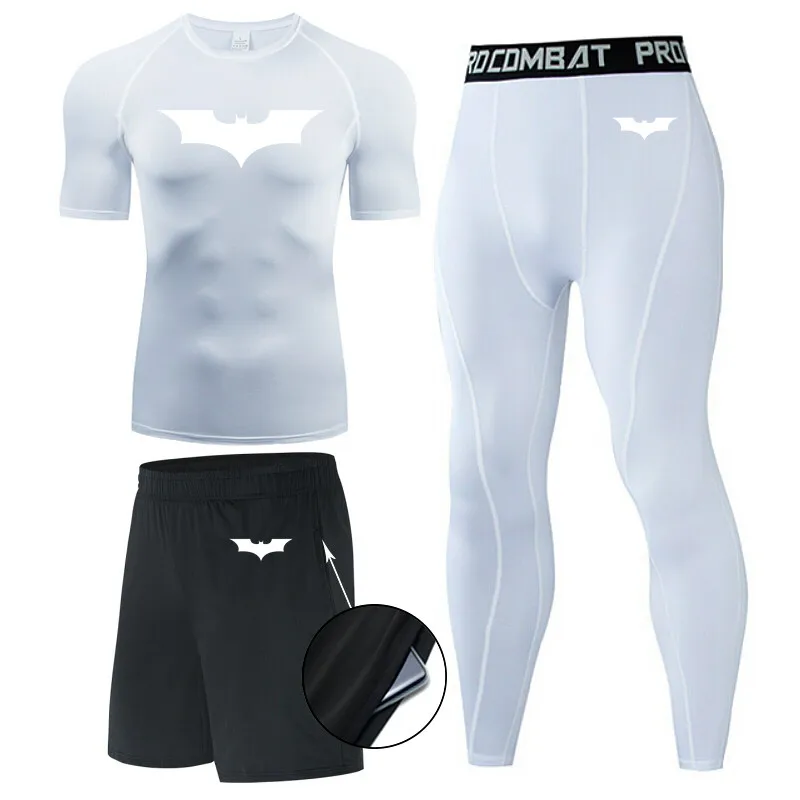 

Compression Men short Sleeve t Shirt Tights Suit Men Fitness Running t-Shirt Breathable Sport Set Rashgard jersey Gym Clothin