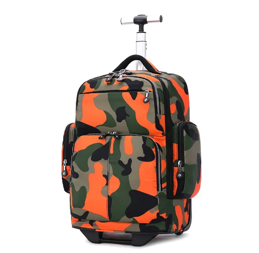 19 Inch Travel Trolley Bag with wheels for teenagers Camouflage Oxford School Trolley Bag for Boys rolling luggage carry on bags