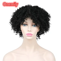 onemily short afro kinky curly fluffy wavy synthetic hair wigs for women girls theme party evening out dating fun 2 colors