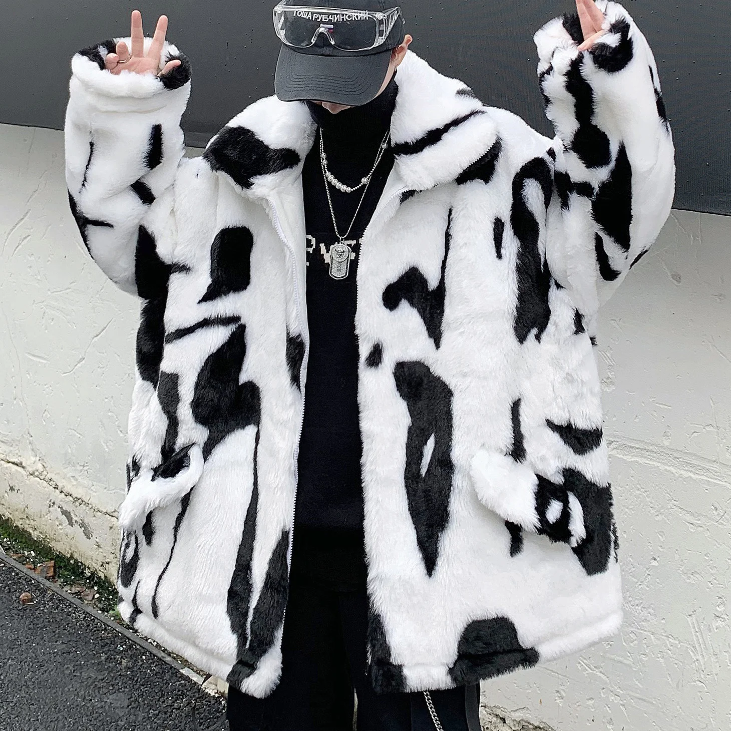 Мужская зимняя куртка из искусственной кожи с принтом | одежда