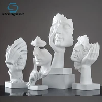 strongwell home decorations crafts resin sculpture silence is gold living room entrance bookcase decoration ornaments figurines