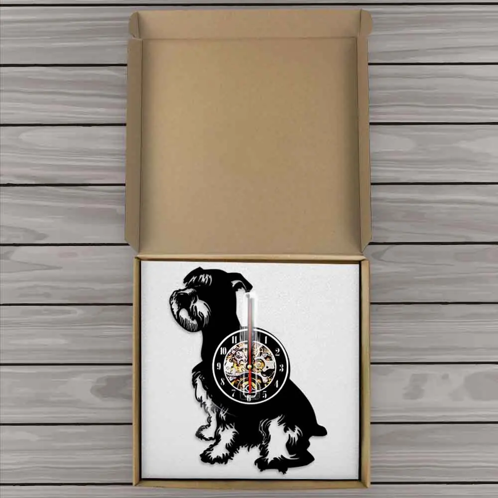 Виниловые настенные часы с изображением собаки шнауцера|Настенные часы| |